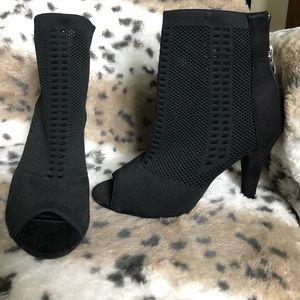 Wide width peep toe booties